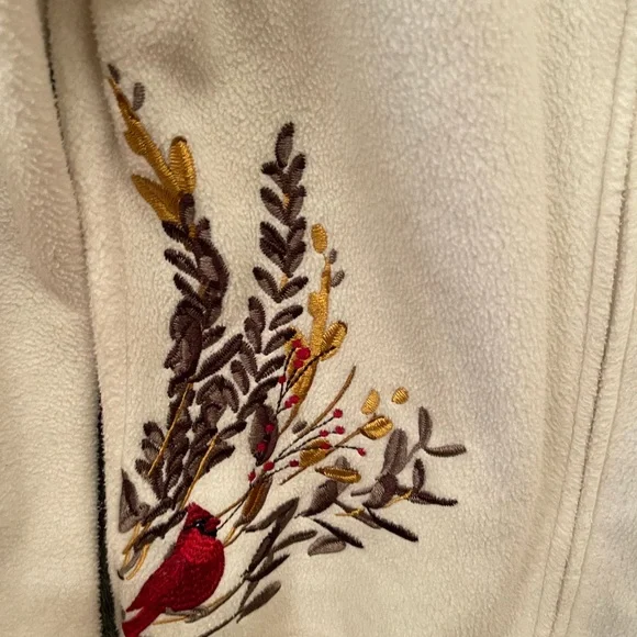 Fleece sweater, cardinal and flower detailed stitching zipper - Picture 3 of 4